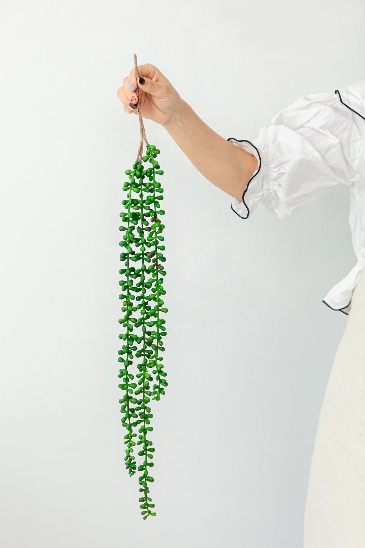 27.2 x 3.5 x 2" Faux Bead Grass 3-Strand Stem-Dark Green,4 Pack
