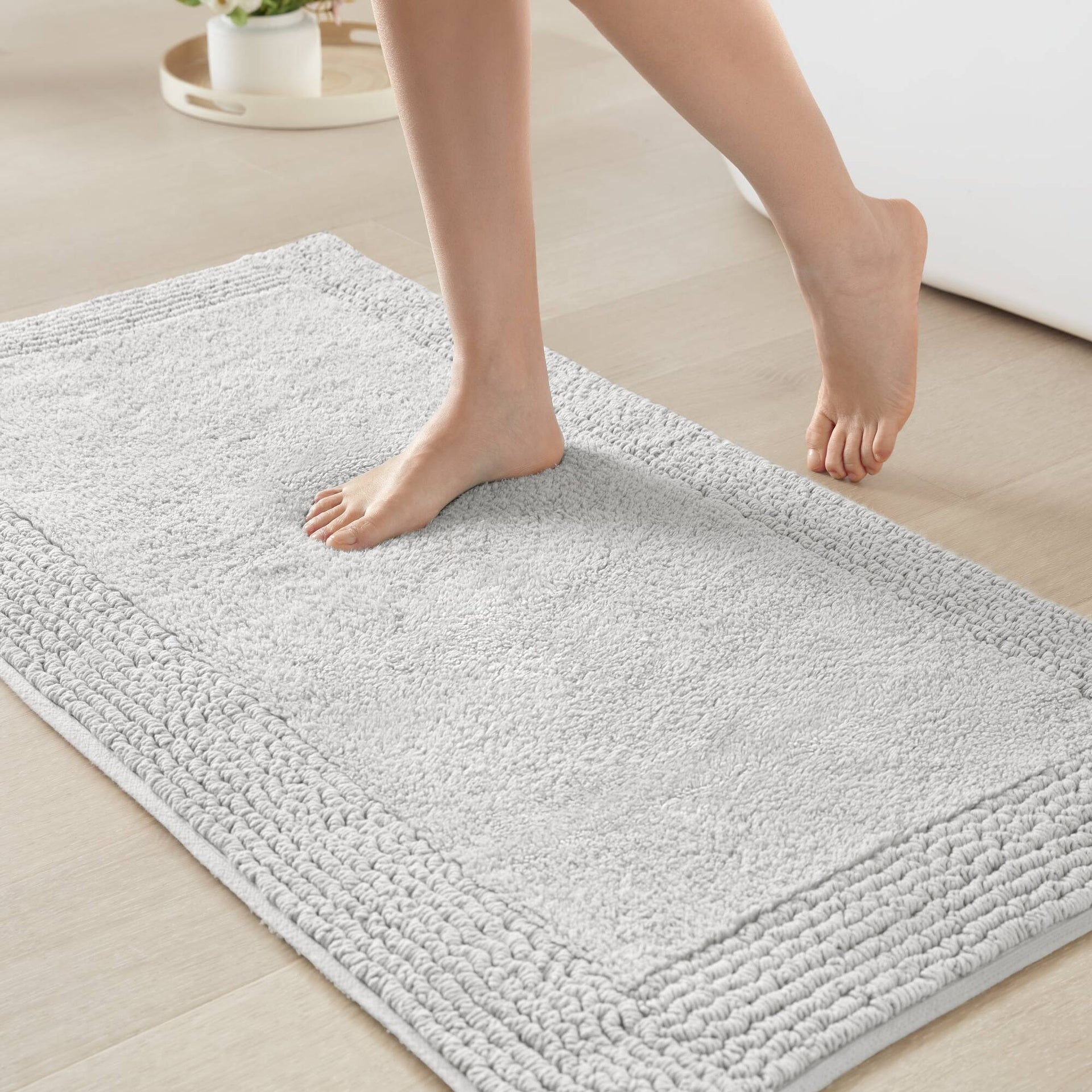 1 PCS 24x60" 100% Cotton Tufted 3000 GSM Reversible Bath Rug Grey