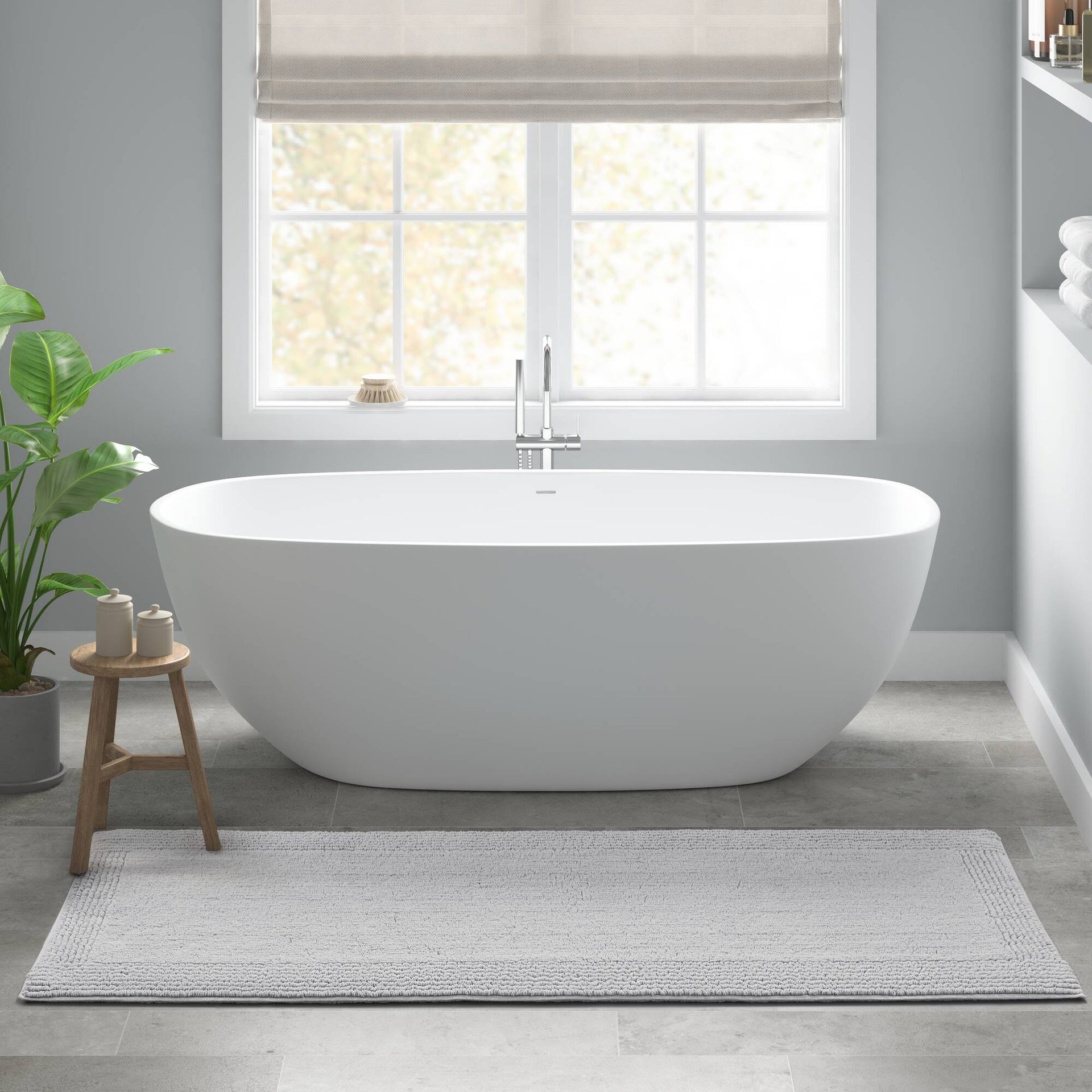 1 PCS 24x60" 100% Cotton Tufted 3000 GSM Reversible Bath Rug Grey