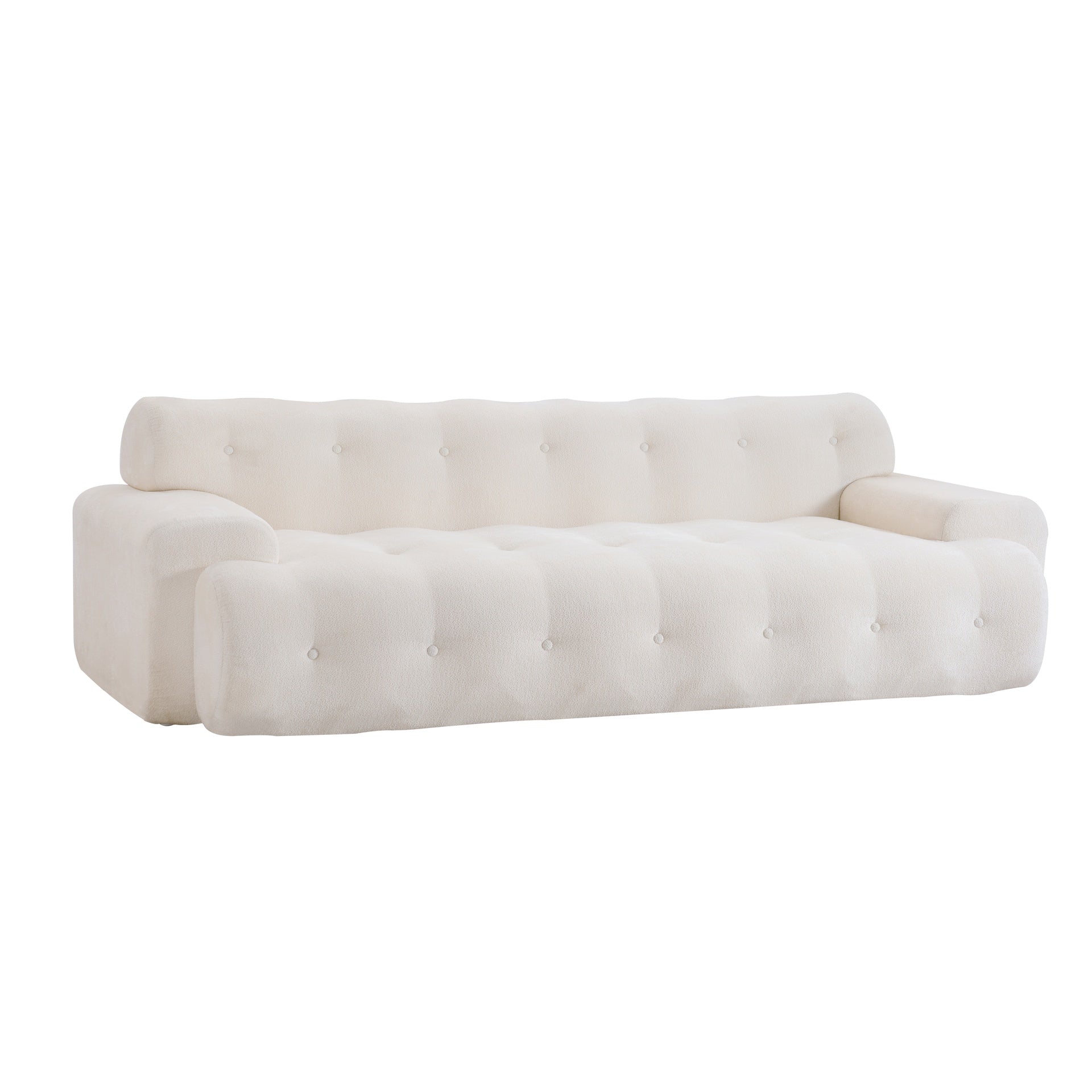 88 in.Cloud 3 Seater Chenille Sofa with Button Tufted Comfy Upholstered Couch,Snow White