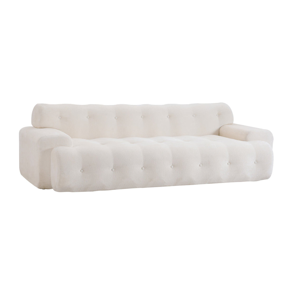 88 in.Cloud 3 Seater Chenille Sofa with Button Tufted Comfy Upholstered Couch,Snow White