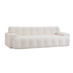 88 in.Cloud 3 Seater Chenille Sofa with Button Tufted Comfy Upholstered Couch,Snow White