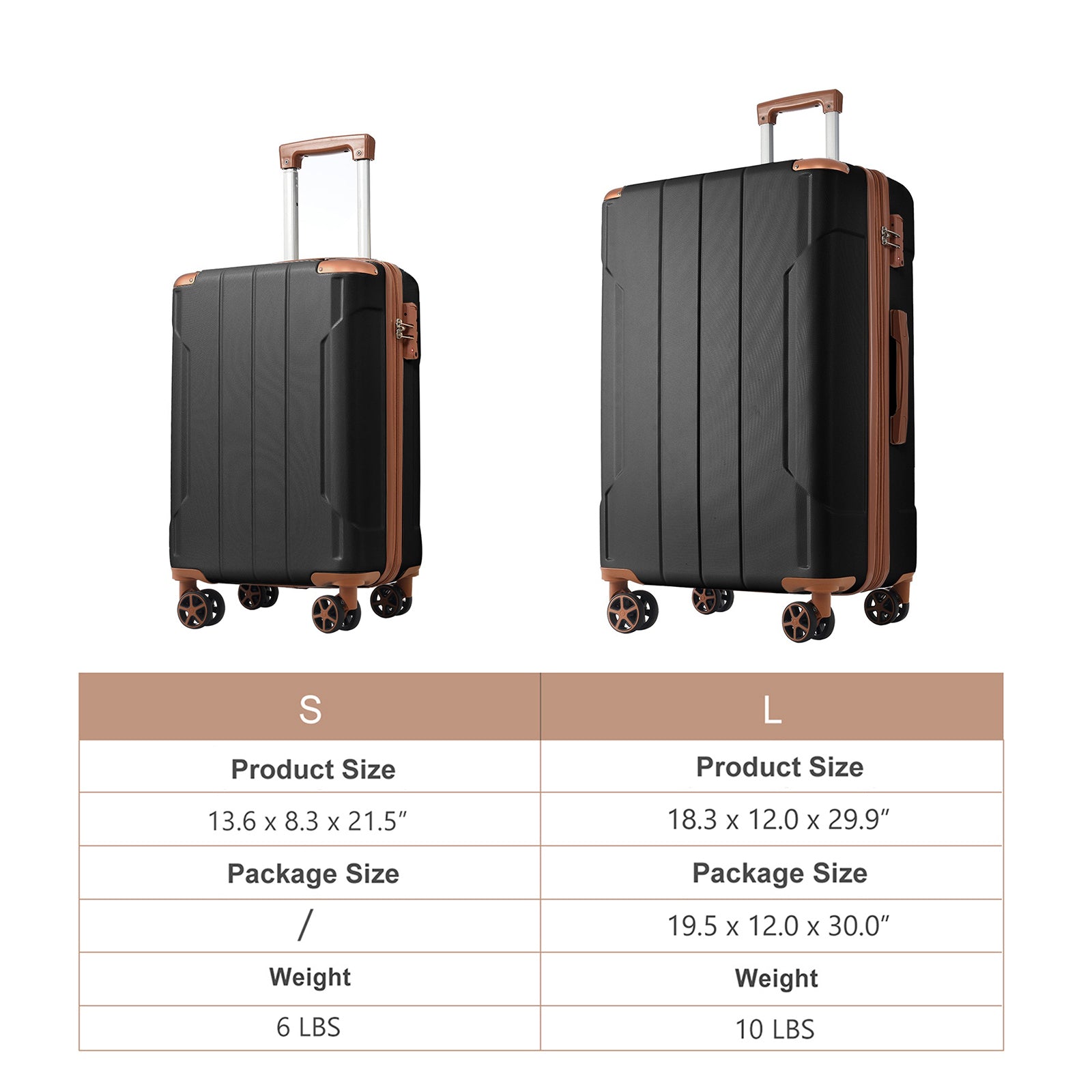 Hardshell ABS Luggage Sets 2 Piece Suitcase Set Expandable with TSA Lock Spinner Wheels for Men Women