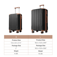 Hardshell ABS Luggage Sets 2 Piece Suitcase Set Expandable with TSA Lock Spinner Wheels for Men Women