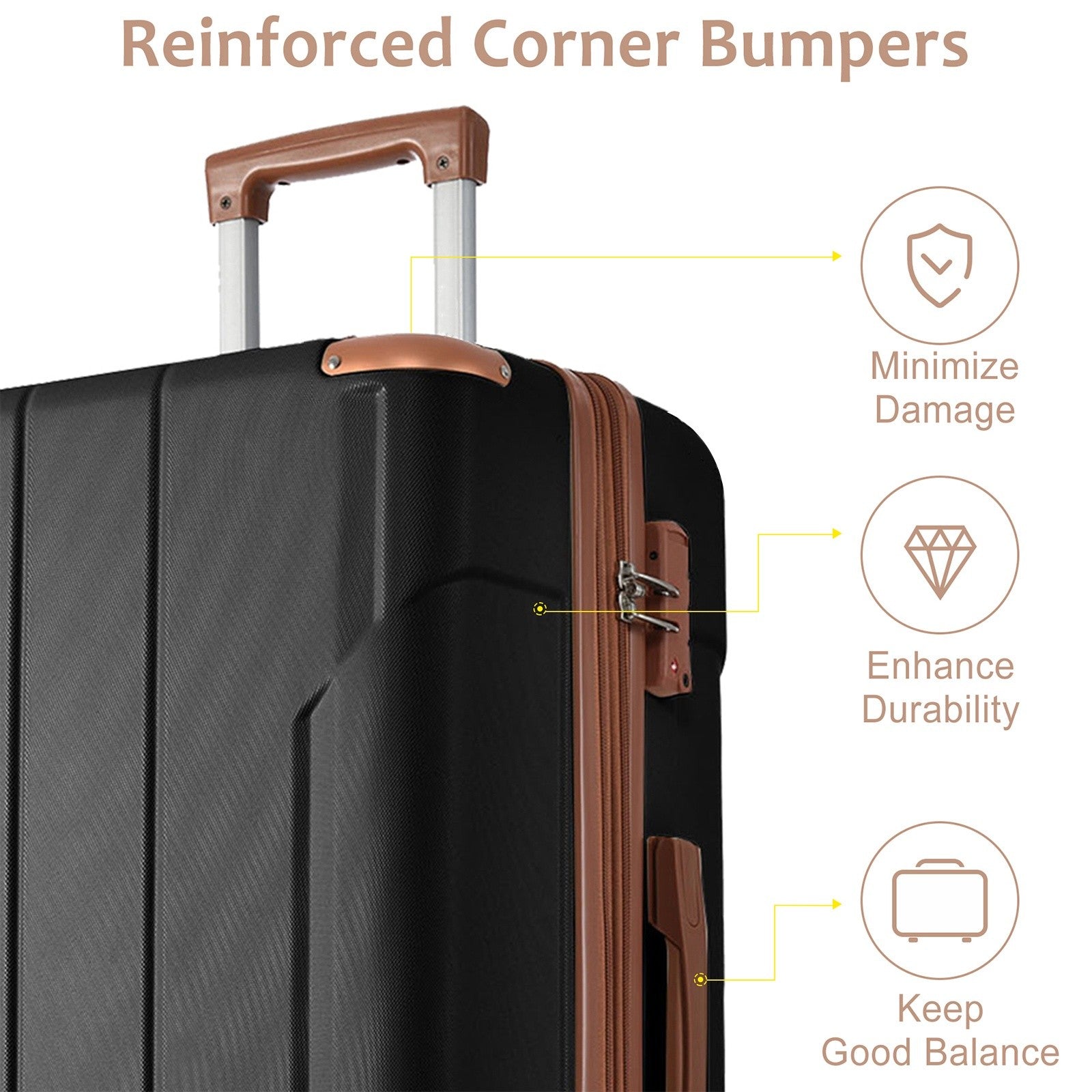 Hardshell ABS Luggage Sets 2 Piece Suitcase Set Expandable with TSA Lock Spinner Wheels for Men Women