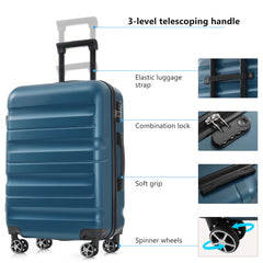 Hardshell ABS Luggage Set - Lightweight & Durable Suitcases with Dual Spinner Wheels, Carry-On & Check-In Sizes for Travel & Business