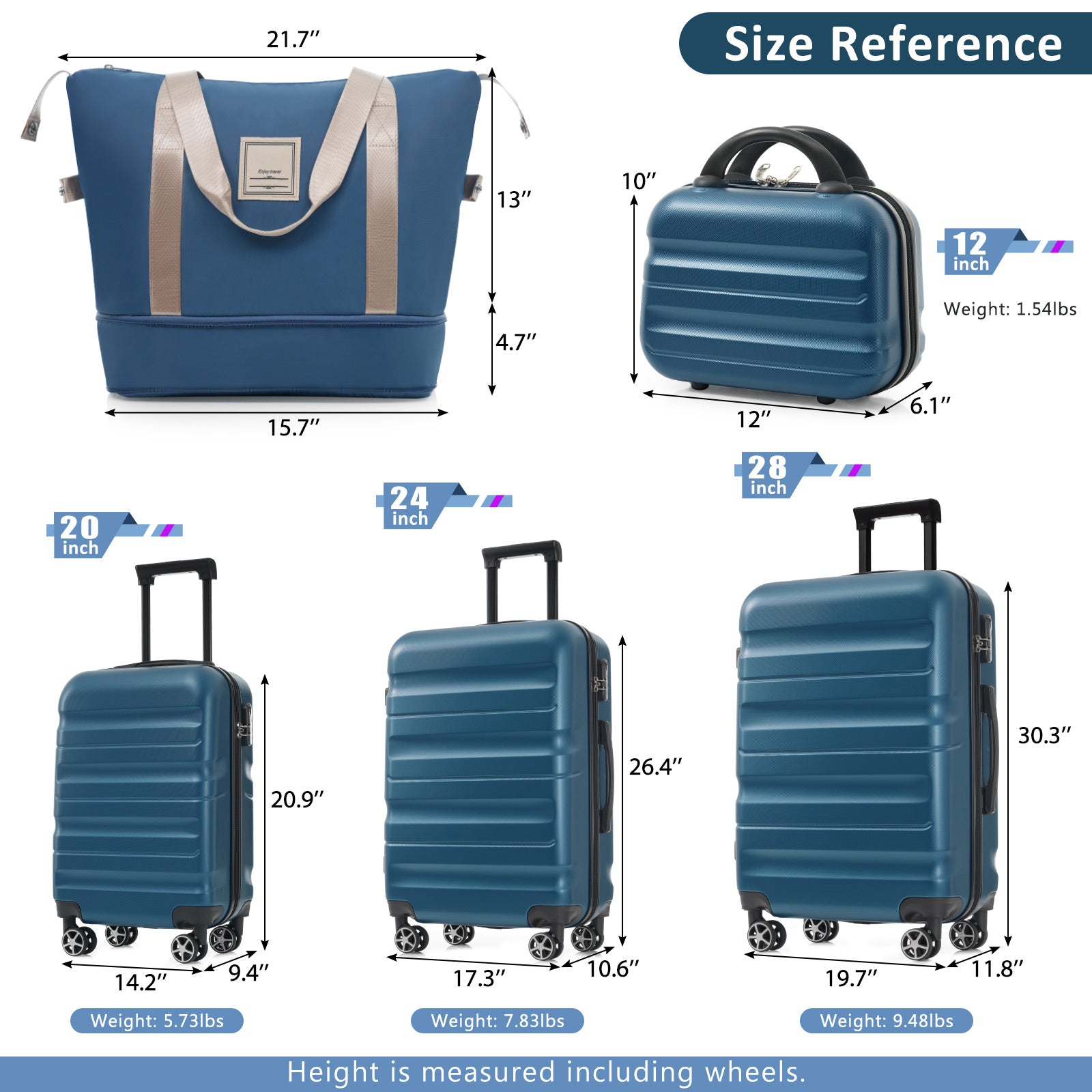 Hardshell ABS Luggage Set - Lightweight & Durable Suitcases with Dual Spinner Wheels, Carry-On & Check-In Sizes for Travel & Business