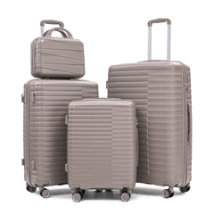 14"/20"/24"/28"  4 pcs/set in PP Spinner Wheel Luggage, Carry on Suitcase, Iron Pull Rod, Combination Password Lock, 14" Cosmetic Case (Champagne)