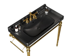 VICI 36" Bathroom Ceramic Basin with 3 pre-drilled hole, NO Cabinet and Faucet, Black