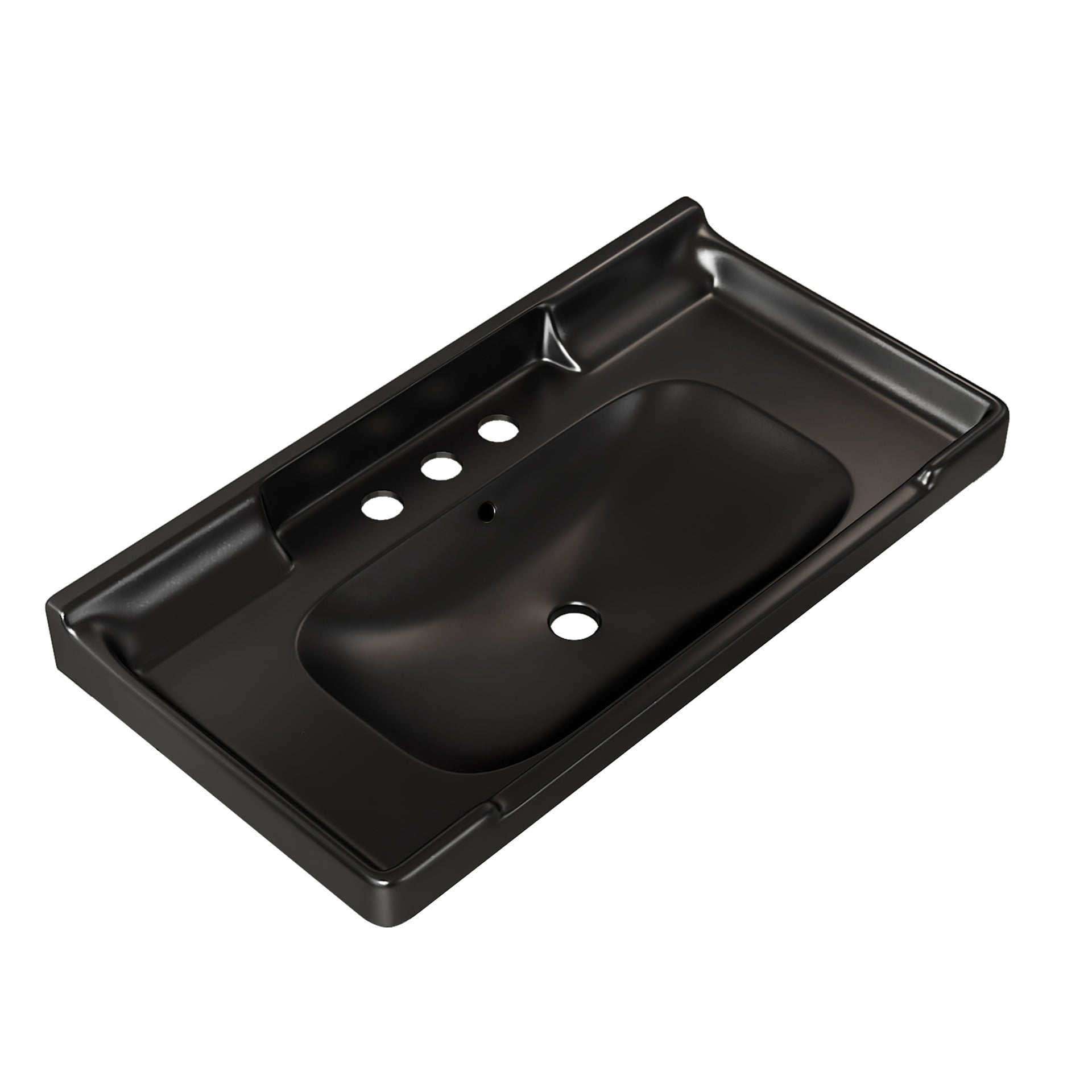 VICI 36" Bathroom Ceramic Basin with 3 pre-drilled hole, NO Cabinet and Faucet, Black