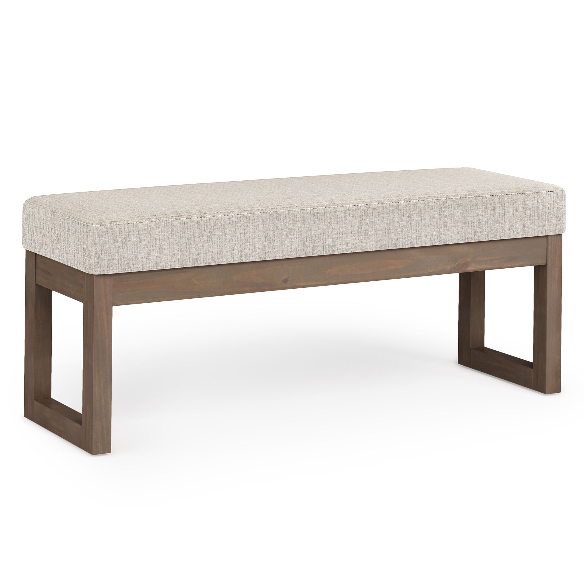 Milltown 44 inch Wide Solid Wood Large Ottoman Bench in Platinum