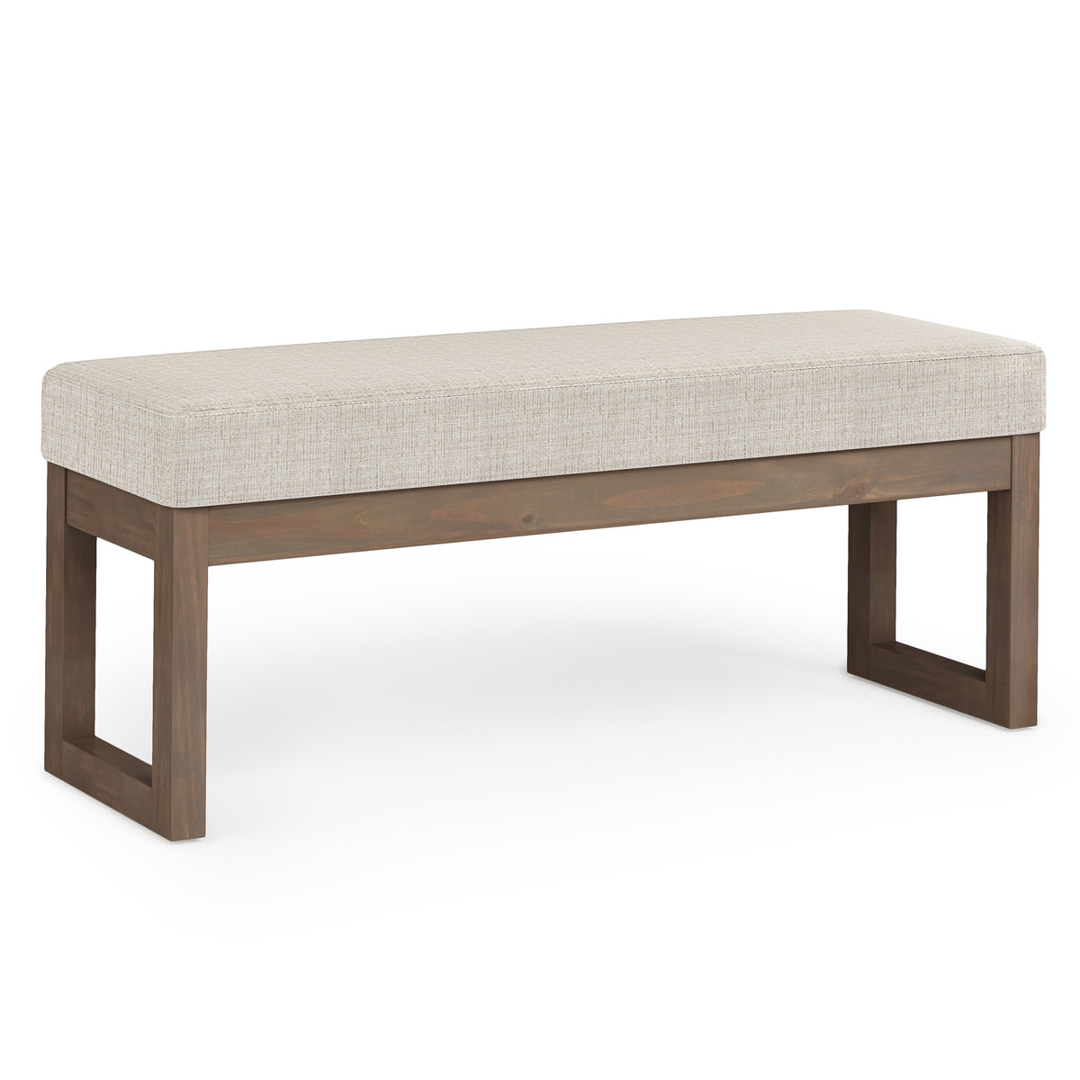 Milltown 44 inch Wide Solid Wood Large Ottoman Bench in Platinum