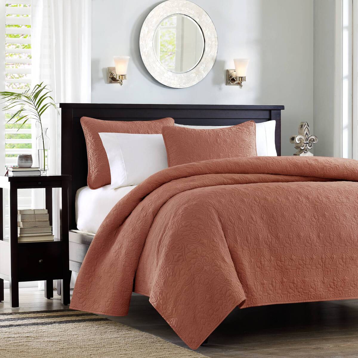 3 Piece Reversible Quilt Set Clay Red Full/Queen