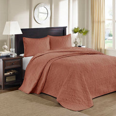 3 Piece Reversible Quilt Set Clay Red Full/Queen
