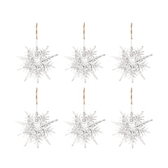 6.1x1.8x6.3" Iron Snowflake Hanger, Decorative Hanging Ball Christmas Tree Ornaments for Holiday Party Decorations, Set of 6