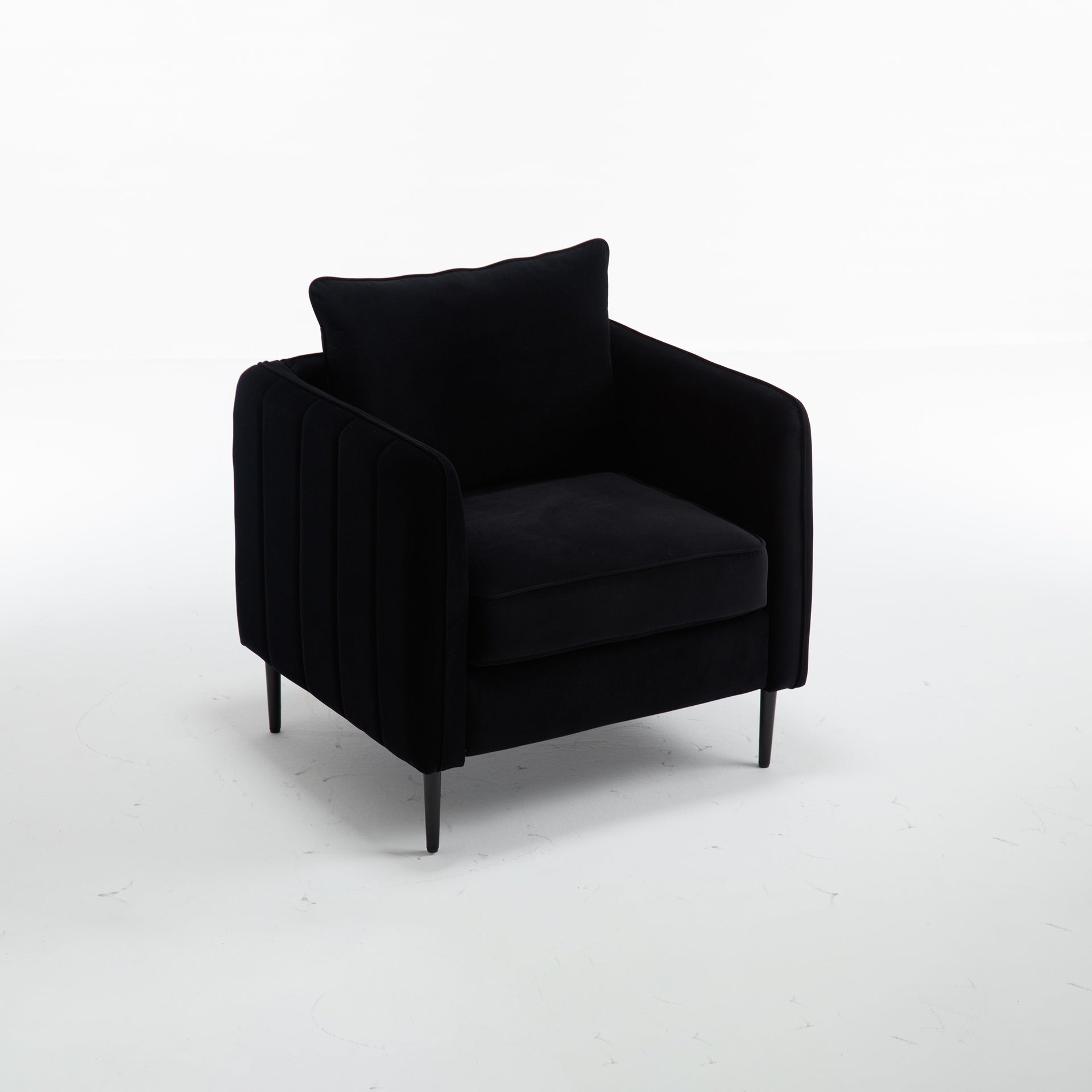 Accent Chair for Living Room, Velvet Comfy Single Sofa Chair Mid-Century Modern Armchair with 1 Pillow and Metal Legs for Bedroom Office Reading
