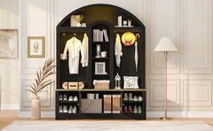 Multi-functional wardrobe/entrance wardrobe, equipped with shoe racks, clothes hangers and hooks. Wardrobe - A wardrobe is made of sturdy medium-density fiberboard with modern design and practical sto
