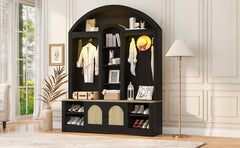 Multi-functional wardrobe/entrance wardrobe, equipped with shoe racks, clothes hangers and hooks. Wardrobe - A wardrobe is made of sturdy medium-density fiberboard with modern design and practical sto