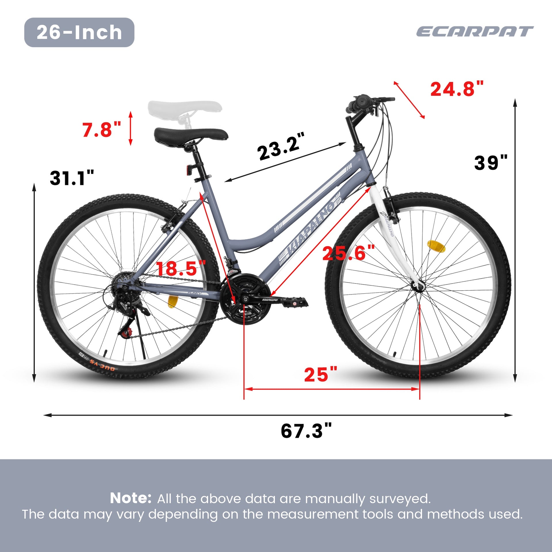 A26337 26 Inch Carbon Steel Frame Mountain Bike,21-Speed Dual V-Brake, Adult and Teens Bicycle for Mountain