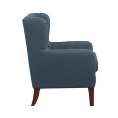 Classic Wingback Accent Chair Blue Upholstered Plush Button-Tufted Luxurious Comfort Living Room Furniture 1pc Solidwood Legs