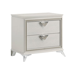 Antique White Finish Nightstand 2-Drawers Storage Modern Luxury Bedroom Furniture 1pc