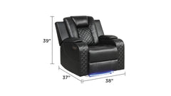 BENZ LED & Power Recliner 3 PC Made With Faux Leather in Black (NJ INVENTORY)