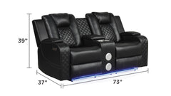 BENZ LED & Power Recliner 3 PC Made With Faux Leather in Black (NJ INVENTORY)