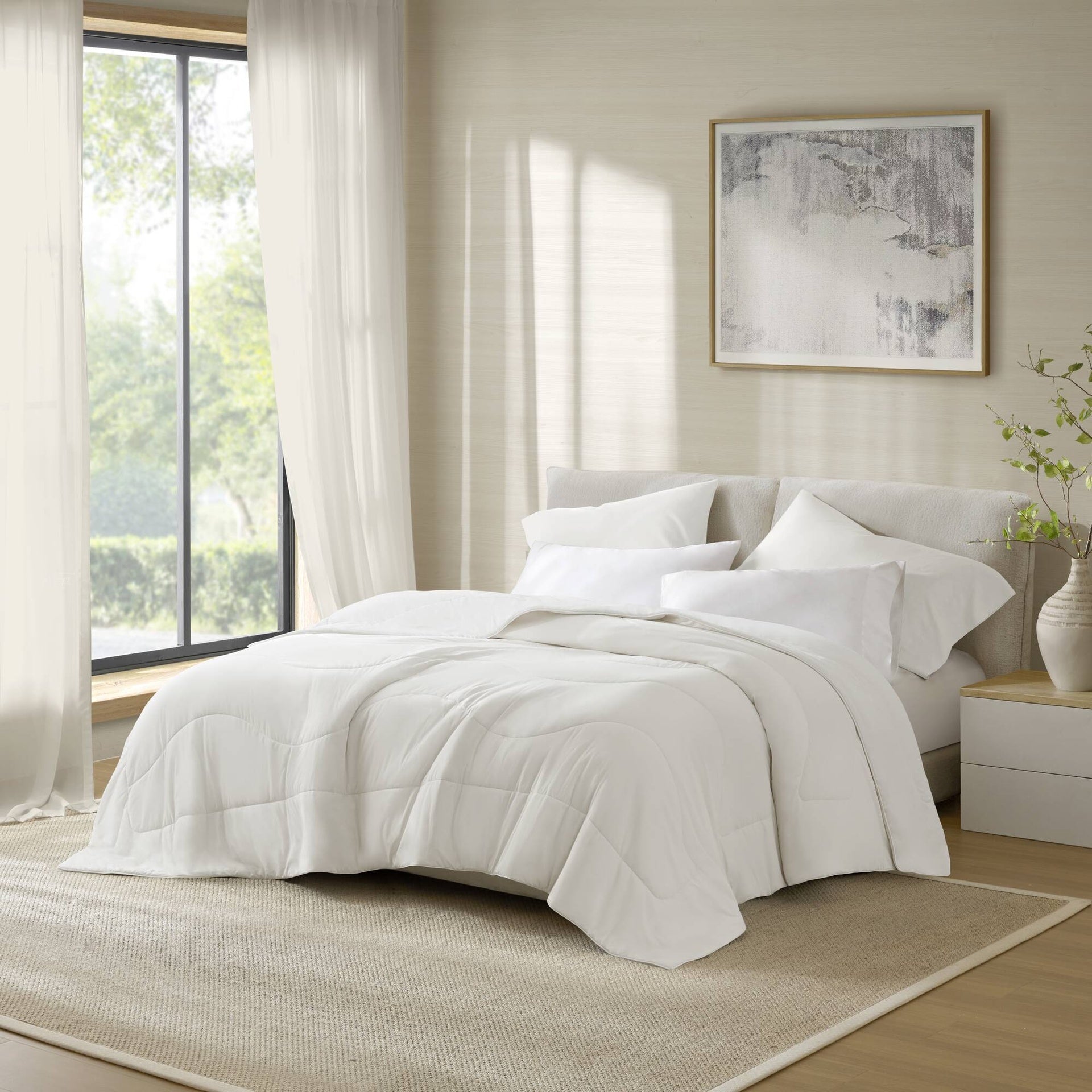 1-Piece Full/Queen Reversible Tencel Comforter Blanket,White