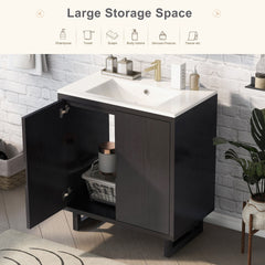 30" Bathroom vanity Set with Sink, Combo Cabinet, Bathroom Storage Cabinet, Solid Wood Frame(The same with SV000008AAB-1)
