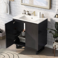 30" Bathroom vanity Set with Sink, Combo Cabinet, Bathroom Storage Cabinet, Solid Wood Frame(The same with SV000008AAB-1)