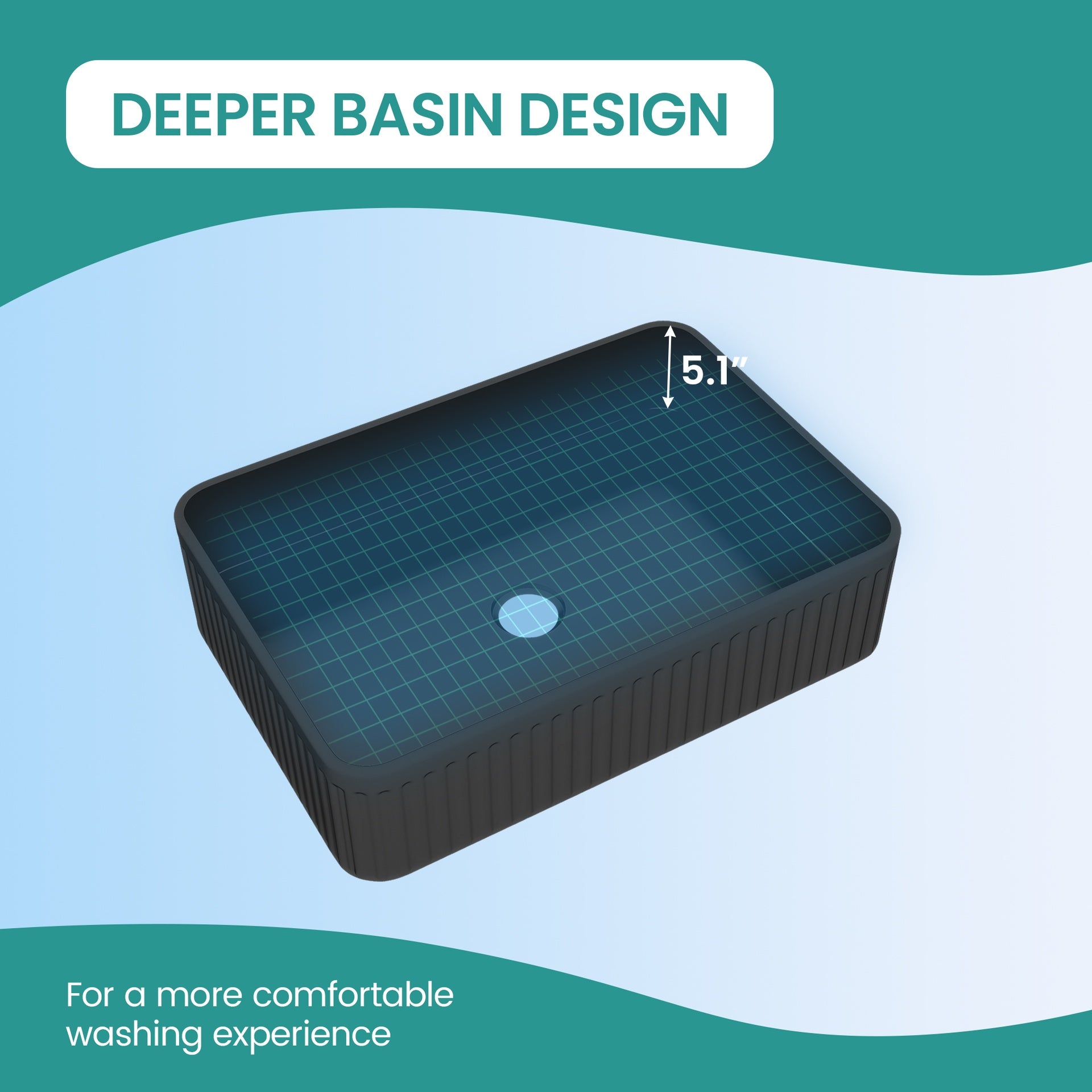 BB17, Integrated Black Ceramic Basin, Drain and faucet NOT Included
