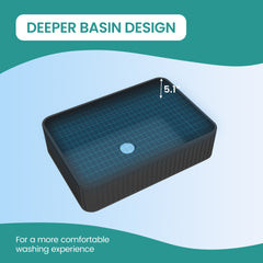 BB17, Integrated Black Ceramic Basin, Drain and faucet NOT Included
