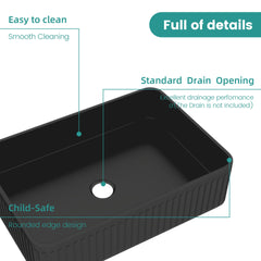 BB17, Integrated Black Ceramic Basin, Drain and faucet NOT Included