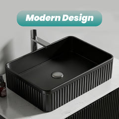 BB17, Integrated Black Ceramic Basin, Drain and faucet NOT Included
