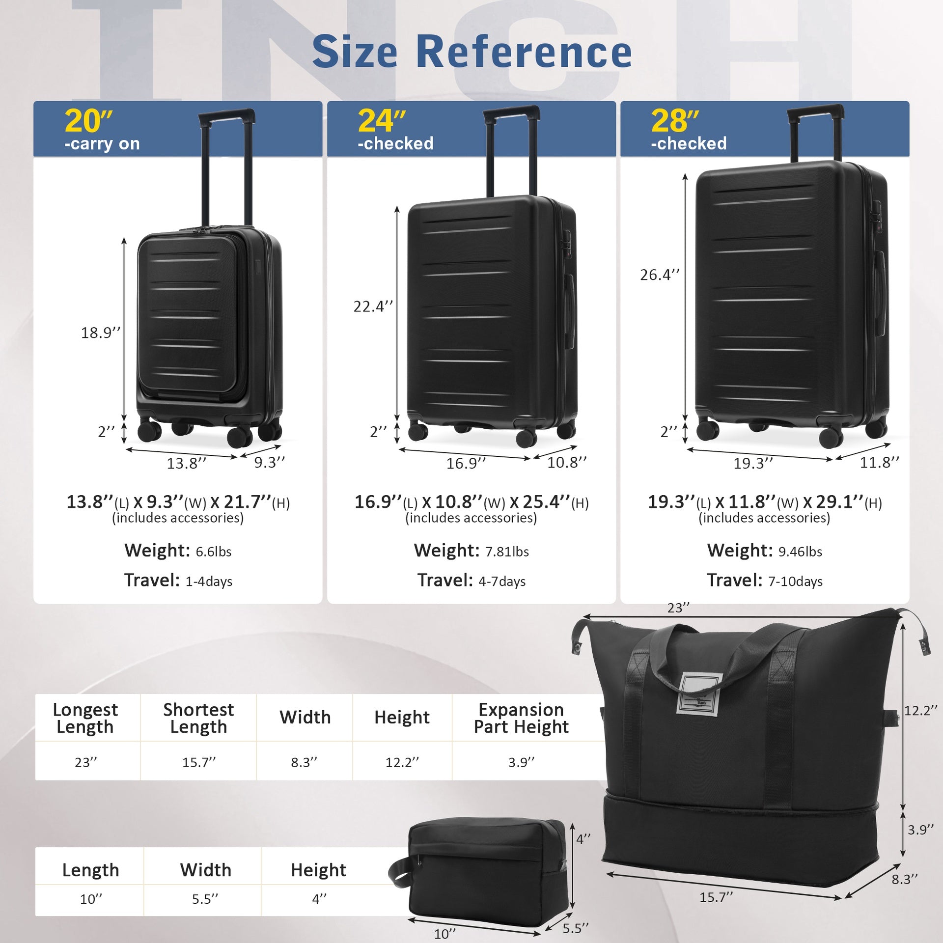 Luggage Sets 5 Piece with Front Opening, Hardside Expandable Carry On Suitcase Set with Double Spinner Wheel, Lightweight Travel Luggage with USB Port,TSA Locks(20"24"28")