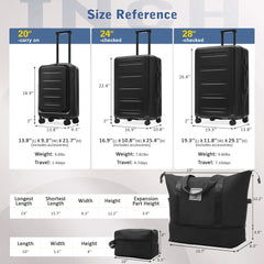 Luggage Sets 5 Piece with Front Opening, Hardside Expandable Carry On Suitcase Set with Double Spinner Wheel, Lightweight Travel Luggage with USB Port,TSA Locks(20"24"28")