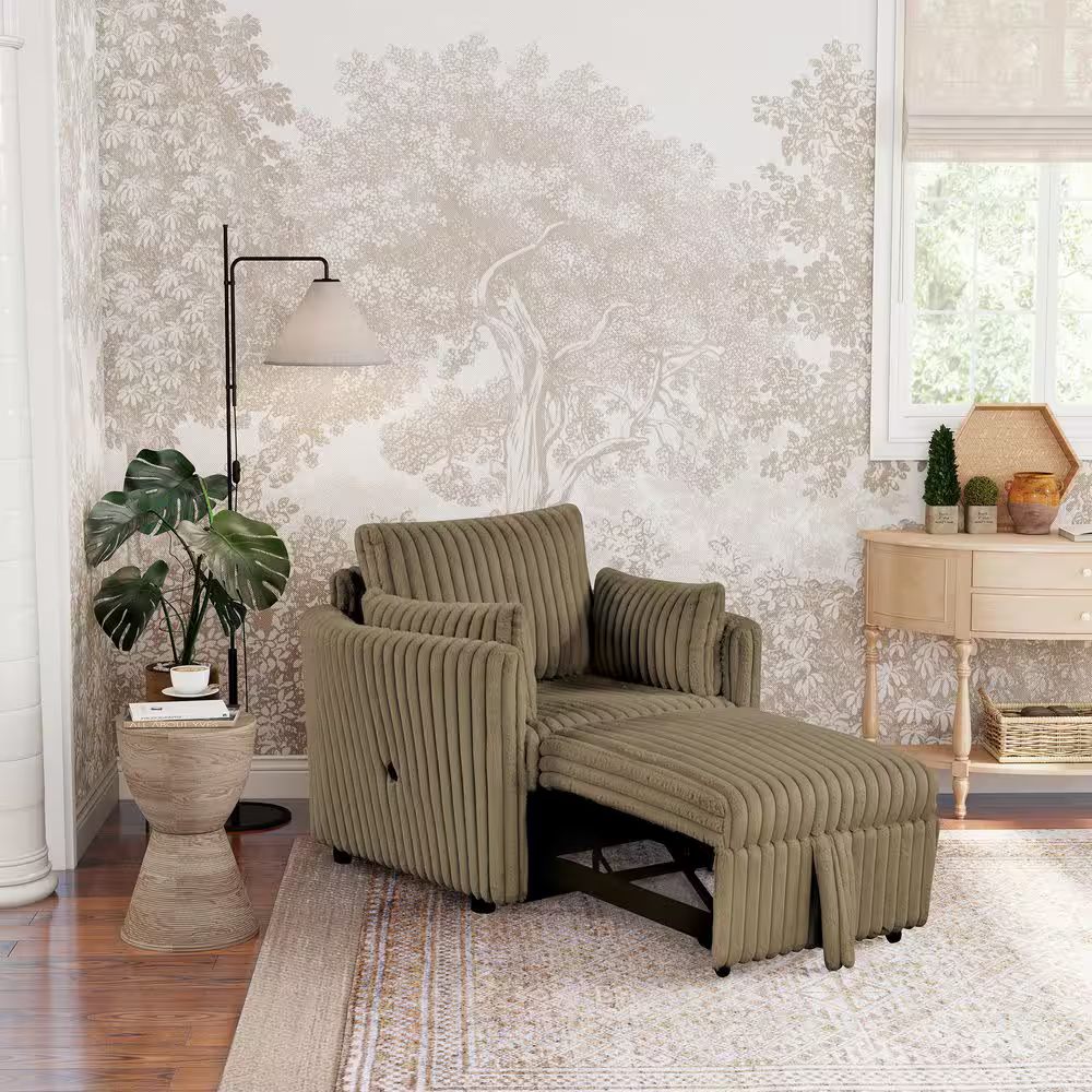 Contemporary Style 1pc Chair Curved Arms USB Charging Port Modular Design Faux Fur Polyester Fiber Brown Finish Primary Living Room