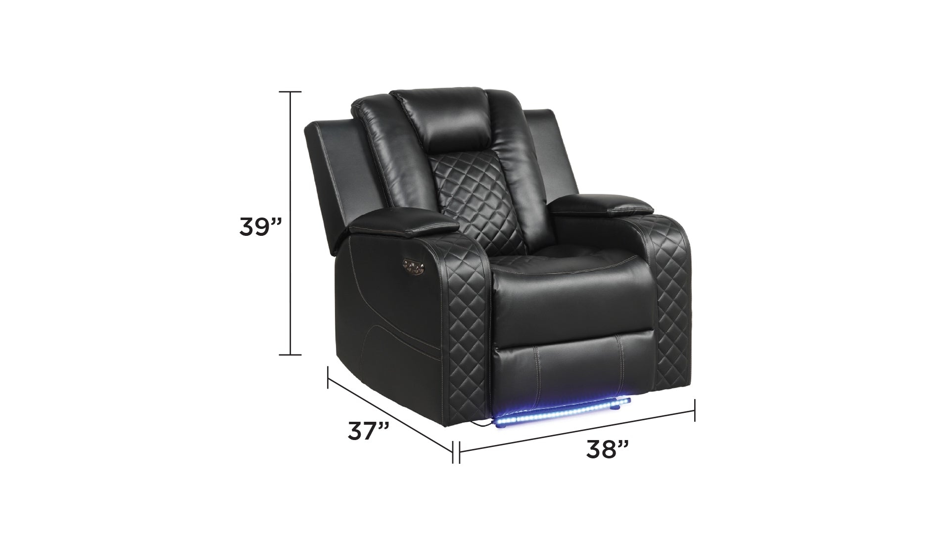 BENZ LED & Power Recliner Chair Made With Faux Leather in Black      same as G150109059  (NJ inventory)