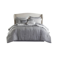 10 PCS Cal King  Luxury Jacquard Comforter Set Grey