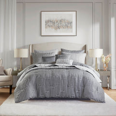 10 PCS Cal King  Luxury Jacquard Comforter Set Grey