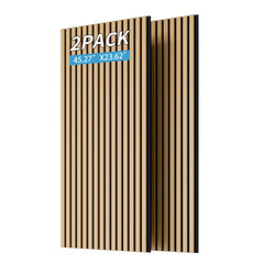 Wood Panels for Wall Slat Wall Panels, 2PC Wood Slat Acoustic Panels for Wall and Ceiling - 3D Fluted Sound Absorbing Panel with Three Sides Fully Wrapped on  Wood Finish -45.27''X23.62''(White Oak)