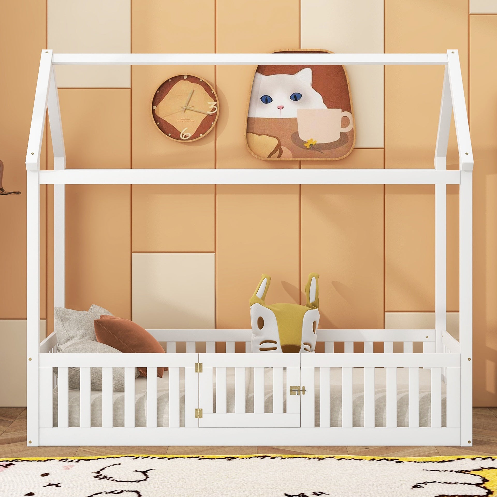 Twin size Loft Bed Wood Bed with Two Storage Boxes - Espresso