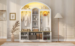 Multi-functional wardrobe/entrance wardrobe, equipped with shoe racks, clothes hangers and hooks. Wardrobe - A wardrobe is made of sturdy medium-density fiberboard with modern design and practical sto