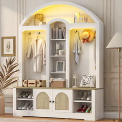 Multi-functional wardrobe/entrance wardrobe, equipped with shoe racks, clothes hangers and hooks. Wardrobe - A wardrobe is made of sturdy medium-density fiberboard with modern design and practical sto