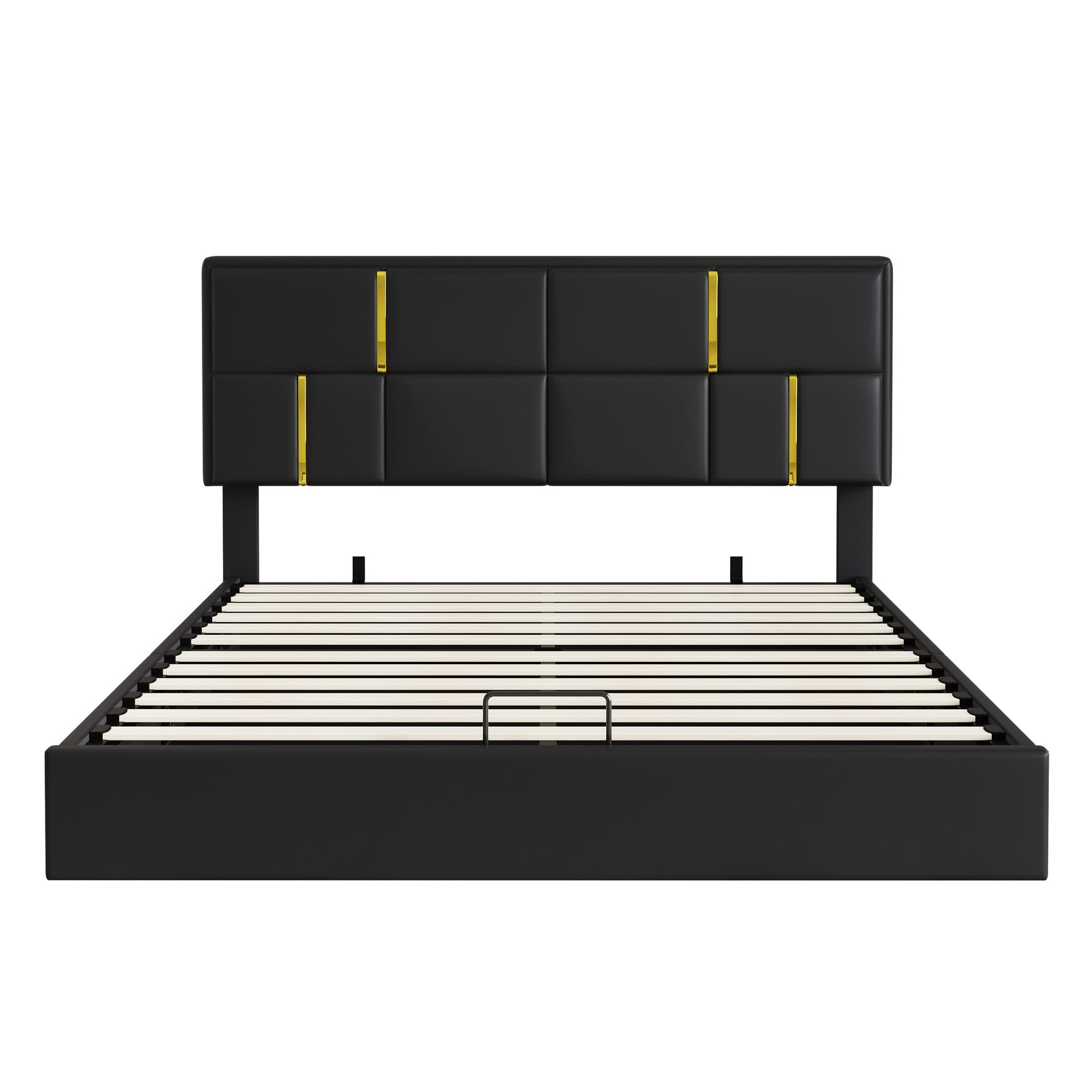 Queen Size Upholstered Platform Bed with Hydraulic Storage System,No Box Spring Needed,Black(Old SKU:N733P207778B)