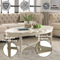 Fordon French Antique White Finish Coffee Table