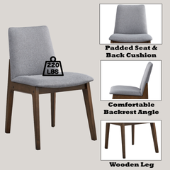 Kaela Light Gray Fabric & Walnut Finish Side Chair(Set of 2)