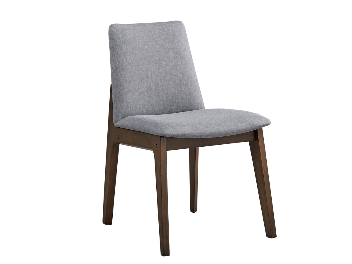 Kaela Light Gray Fabric & Walnut Finish Side Chair(Set of 2)