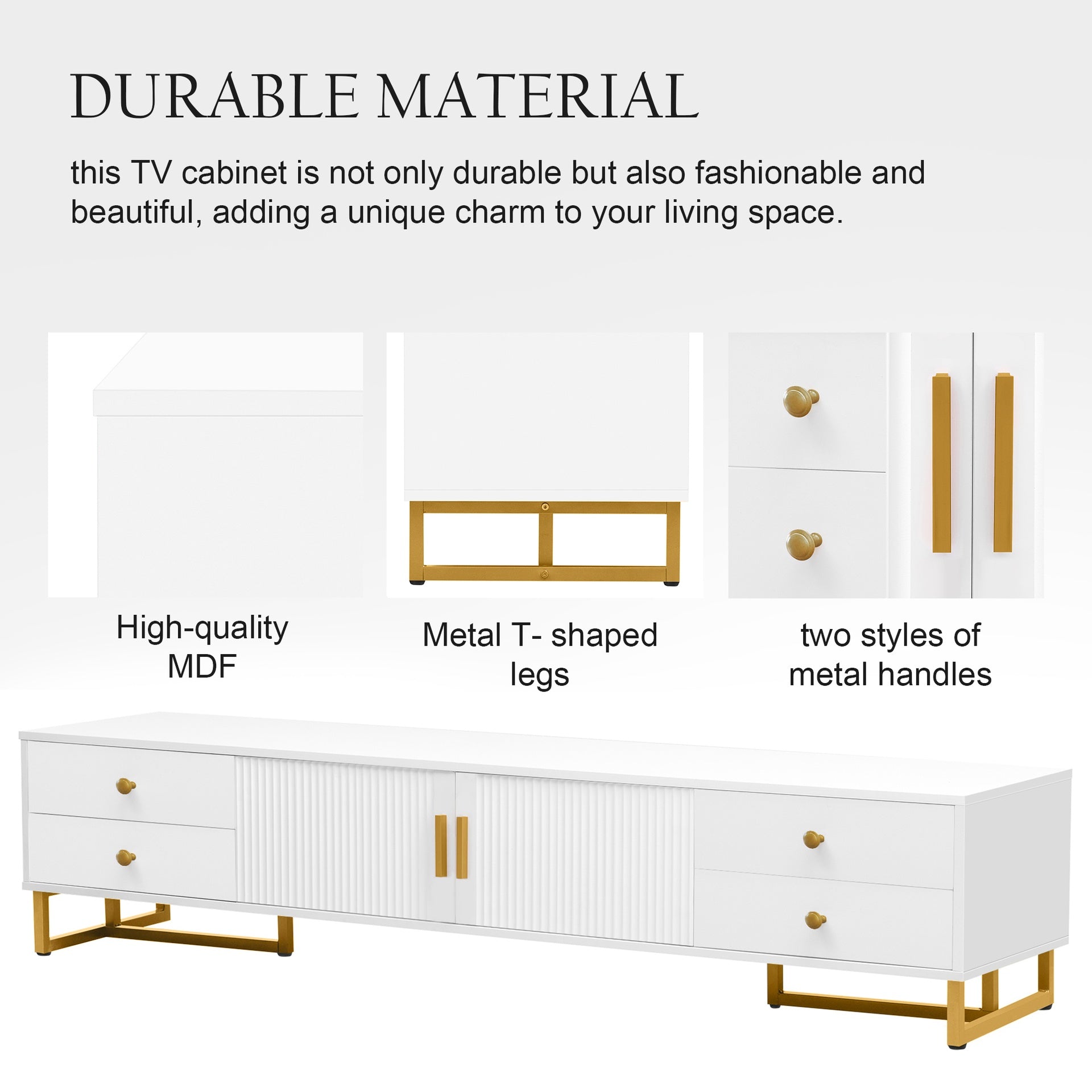 VIBE HAUS TV Stand for 65+ Inch TV, Entertainment Center TV Media Console Table, Modern TV Stand with Storage, TV Console Cabinet Furniture for Living Room