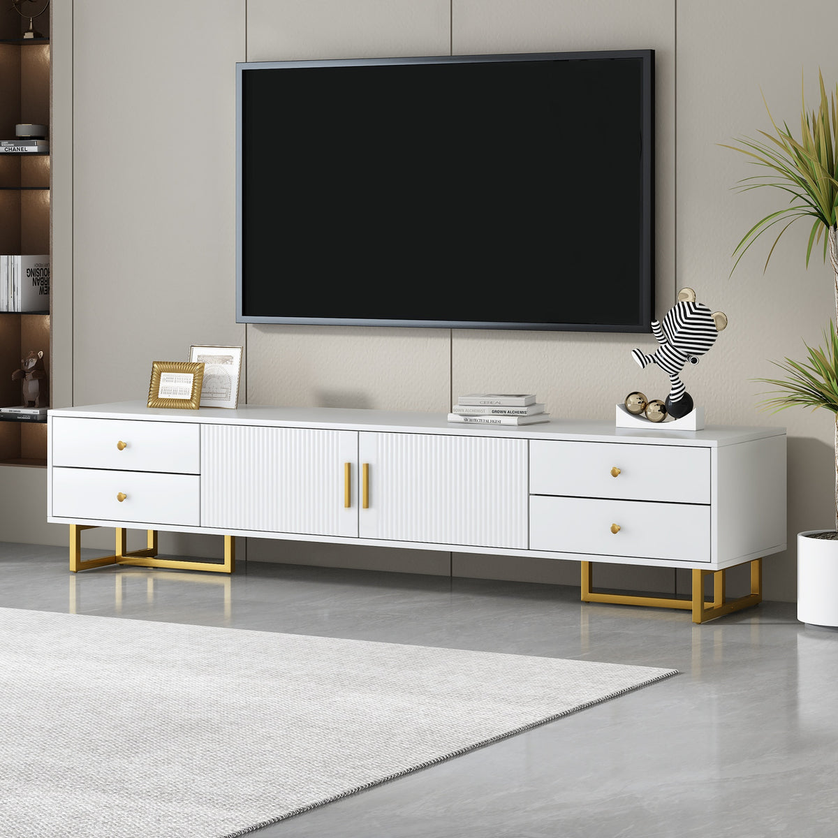 VIBE HAUS TV Stand for 65+ Inch TV, Entertainment Center TV Media Console Table, Modern TV Stand with Storage, TV Console Cabinet Furniture for Living Room